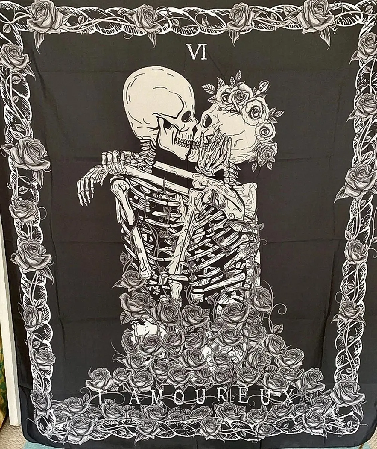 

Human Bones Tapestry Living Hotel Bar Haunted House Room Wall Hanging Tapestry Skull Background Cloth Decoration