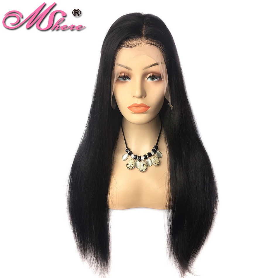 Mshere бразильские человеческие волосы на кружеве парики remy прямые glussess с волосами