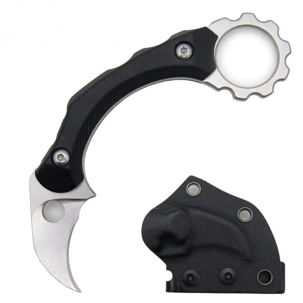 SILVER Нож с фиксированным лезвием, тактический нож с оболочкой Kydex, Коготь Karambit для охоты на открытом воздухе, выживания, тактического, приключенческого инструмента - Цвет: SILVER