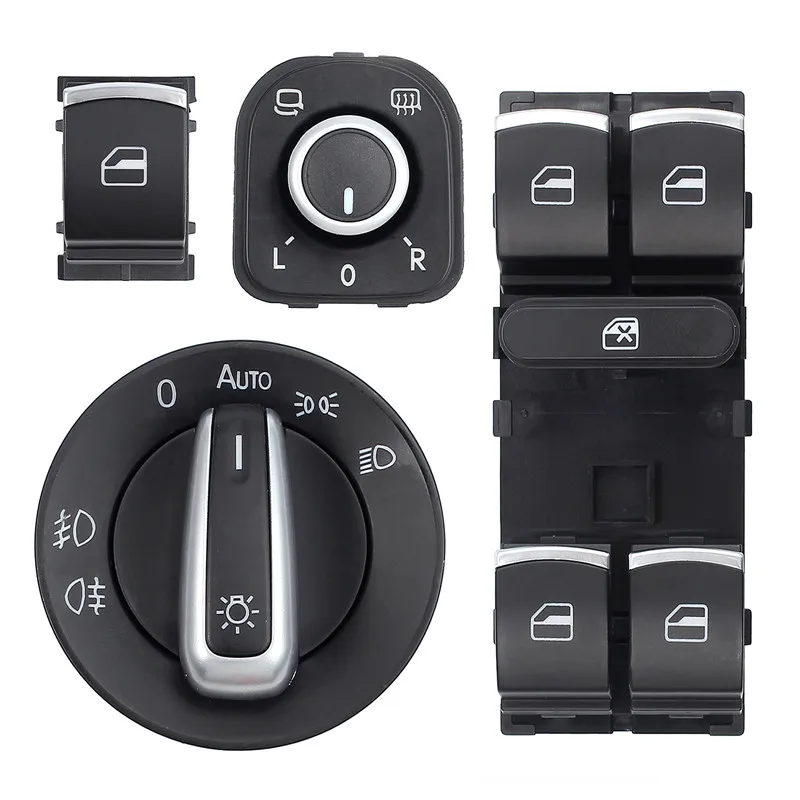 Jutech 6 шт. набор переключателей 5ND959857 для VW Golf Jetta Хромированная фара евро + боковое