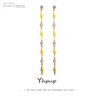 Серьги-подвески Yhpup из нержавеющей стали, стильные Висячие ювелирные украшения из металла с блестящими фианитами