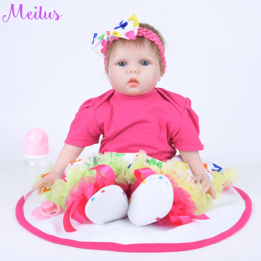 22 'ཱི см Реалистичная кукла для новорожденной девочки силиконовая Мягкая