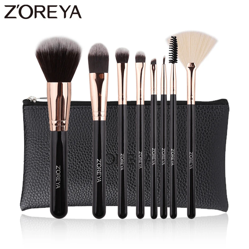Брендовая высококачественная кисть для теней век ZOREYA черная ручка веера пудры