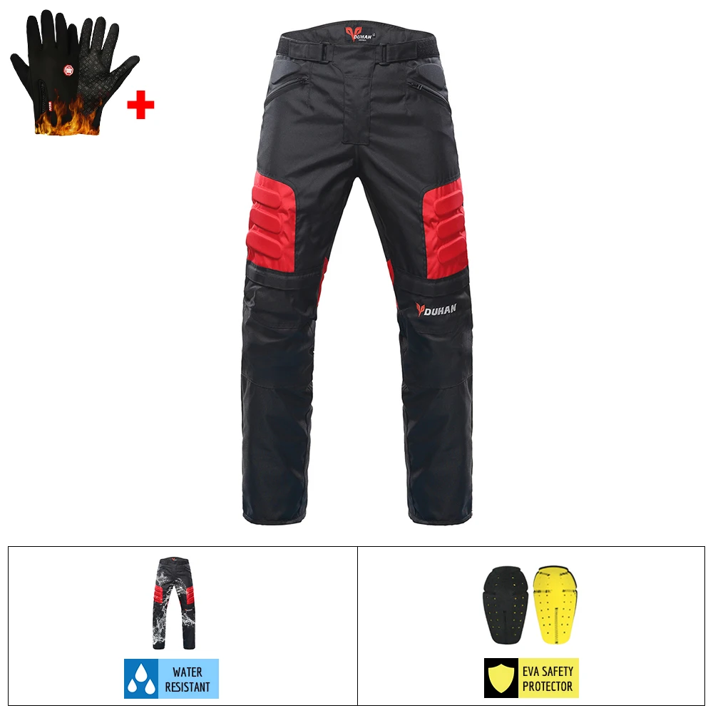 DK02 Red Pants DUHAN мотоциклетная куртка для мужчин для верховой езды, для мотокросса, для езды на мотоцикле, куртка для мотогонок, ветрозащитная, защита от холода, мотоциклетная одежда - Цвет: DK02 Red Pants
