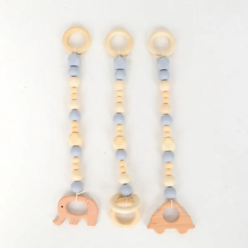 

OOTDTY 4PCS/ Set Nordic Cartoon Baby Wooden Gym Fitness Frame Rack Hanging Pendant Toys Kit Toddler Infant Room Decorations