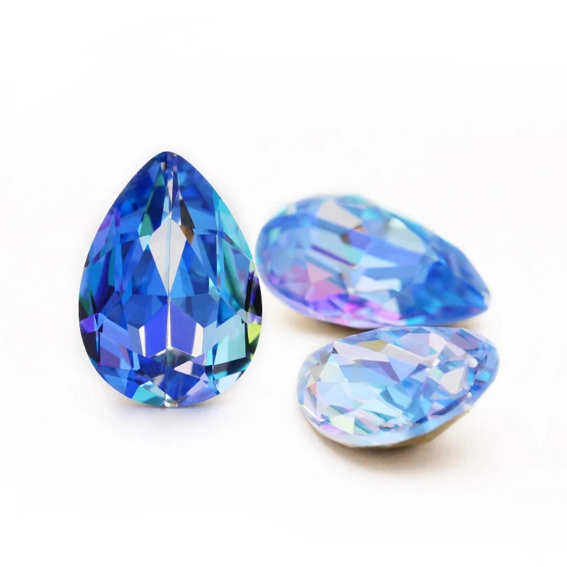 

XiChuan New 5PCS Rhinestones Crystal Blue Laser Strass Hotfix Crystal Stone Glass Rhinestones for clothing stones decor garment