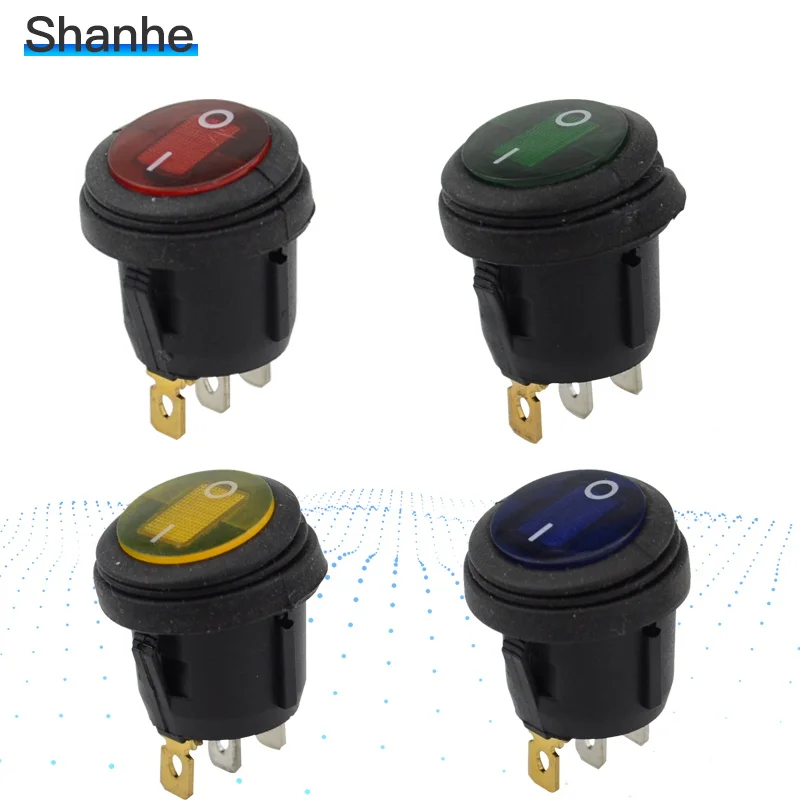 Водонепроницаемый тумблер 20 мм 3 контактный SPST с подсветкой 12 В постоянного