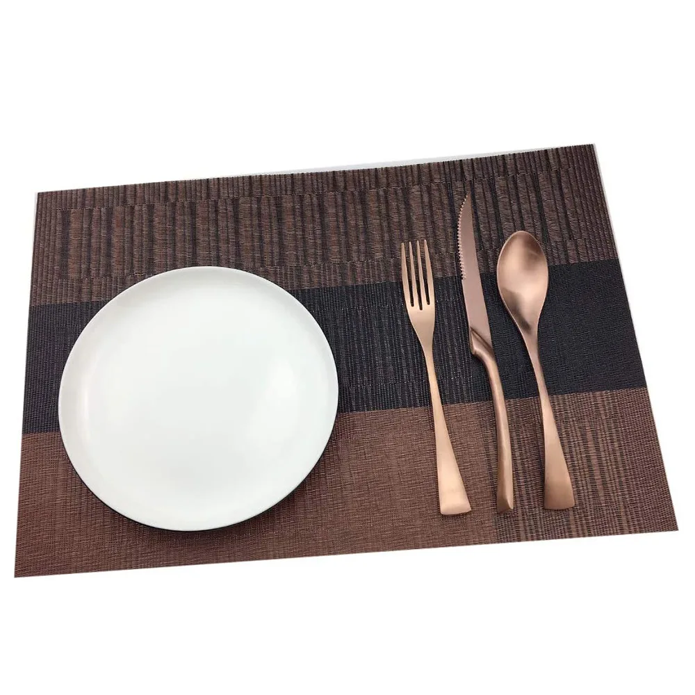 6 шт. коричневые термостойкие салфетки из ПВХ и бамбука для обеденного стола чая