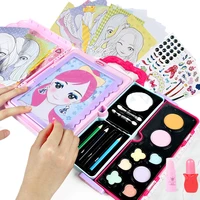 kids makeup drawing toys multi function handle led painting colorful make up cosmetics suitcase toy drawing board for girls gift