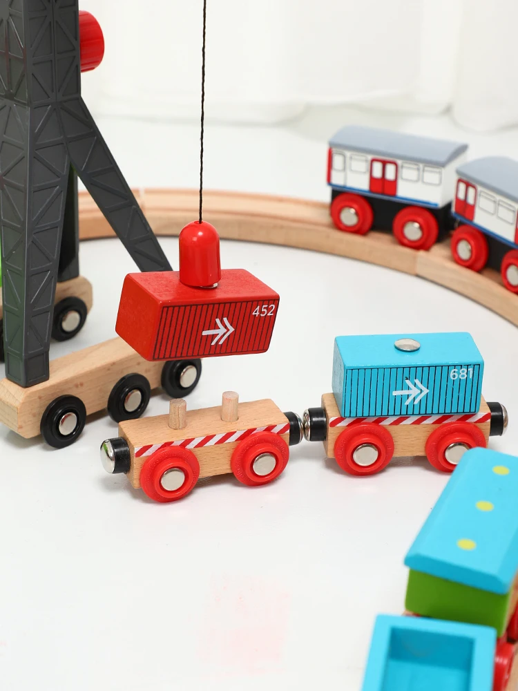 Деревянный магнитный поезд детские Ранние развивающие игрушки модель DIY трек