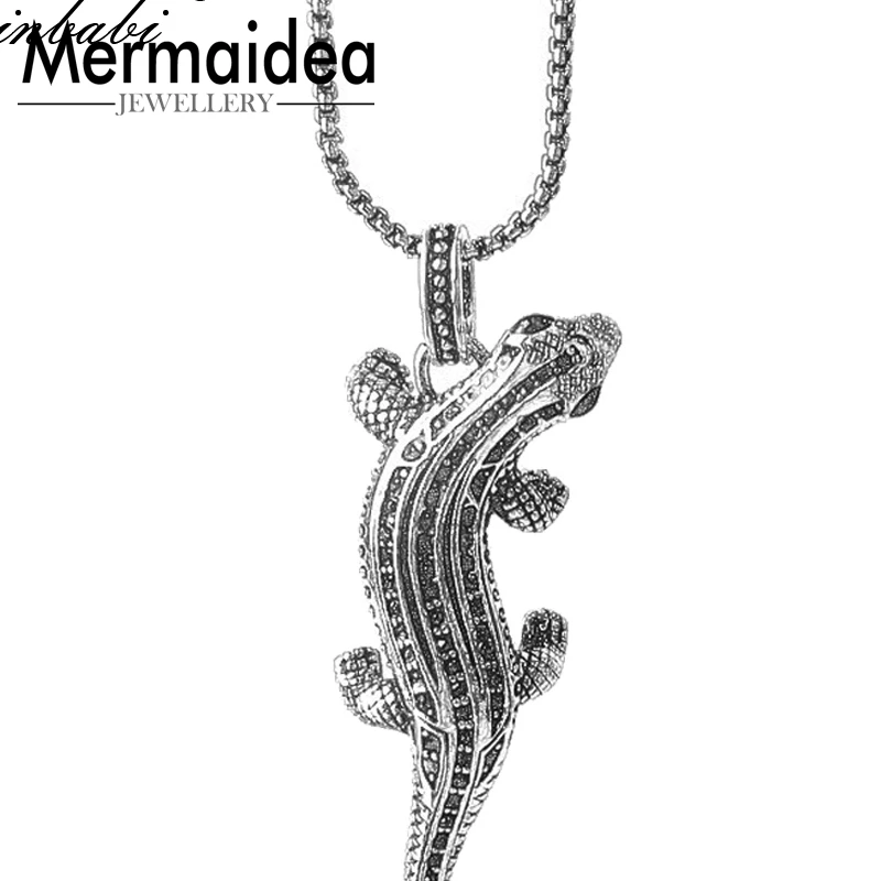 Ожерелье с подвеской из звеньев цепи Саламандра паве подарок для мужчин и женщин