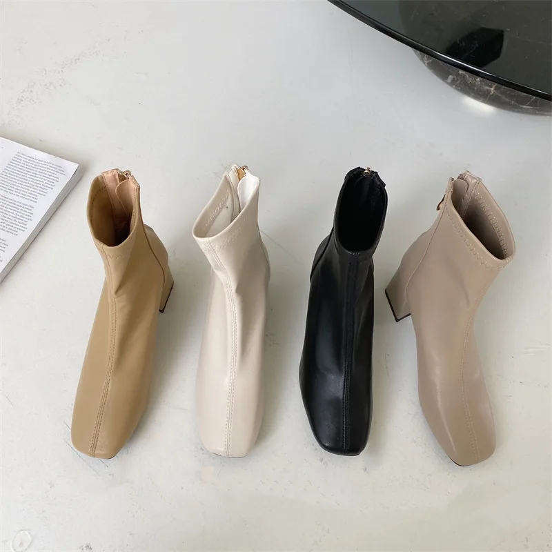 

Женские ботинки на высоком каблуке-женские осенние ботинки на платформе Роскошные Дизайнерские на молнии на шпильке 2021 модная кожаная обув...