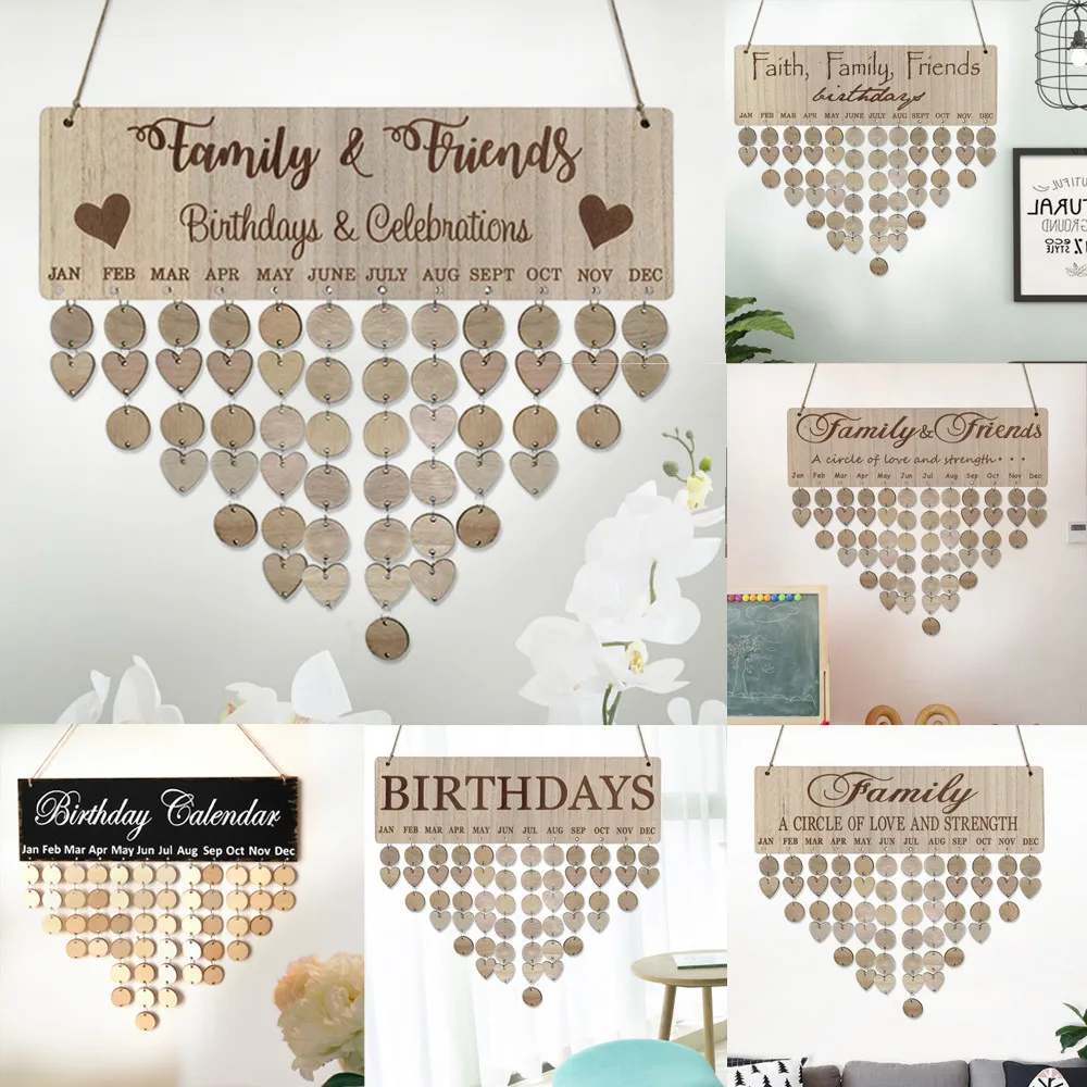 

Family Birthday Board Plaque DIY Hanging Wooden Birthday Reminder Calendar Home decoration Wooden plaque