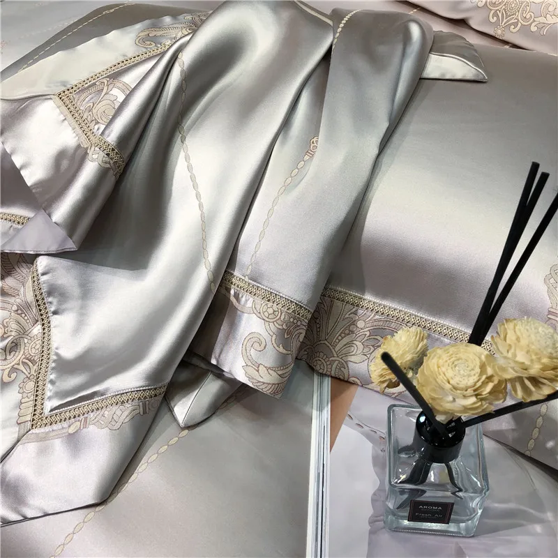 Роскошный Серебристый жаккардовый Комплект постельного белья 2019 размер queen/king