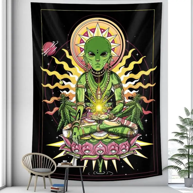 

Alien Hippie Wall Hanging Psychedelic Art Tapestries