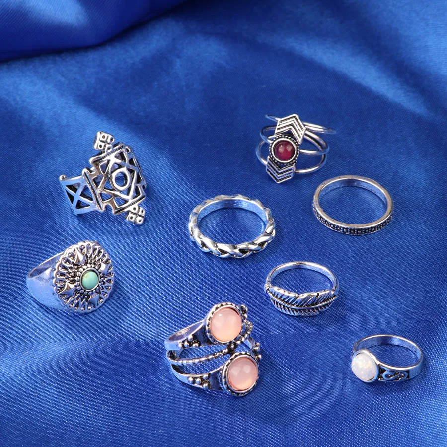 Новое поступление 8 шт./компл. Опаловое кольцо миди для женщин античное золото