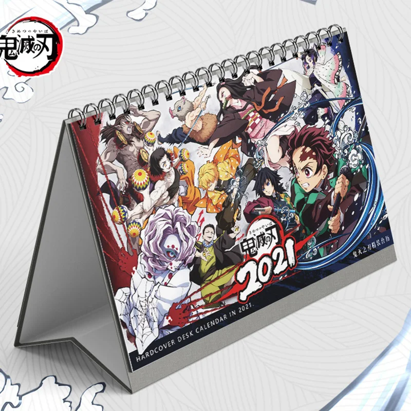 

2021 Cute Cartoon Demon Slayer Table Calendars Desk Coil Calendar DIY Memo Pad Creative Cute Calendar 1PC