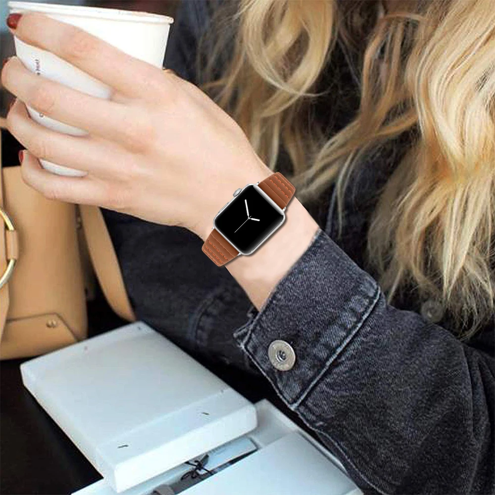 

Genuine Leather Strap For Apple Watch Band 38mm 42mm 44mm 40mm Bracelet Strap for iWatch Series 6 5 4 3 2 Replacement Watchband