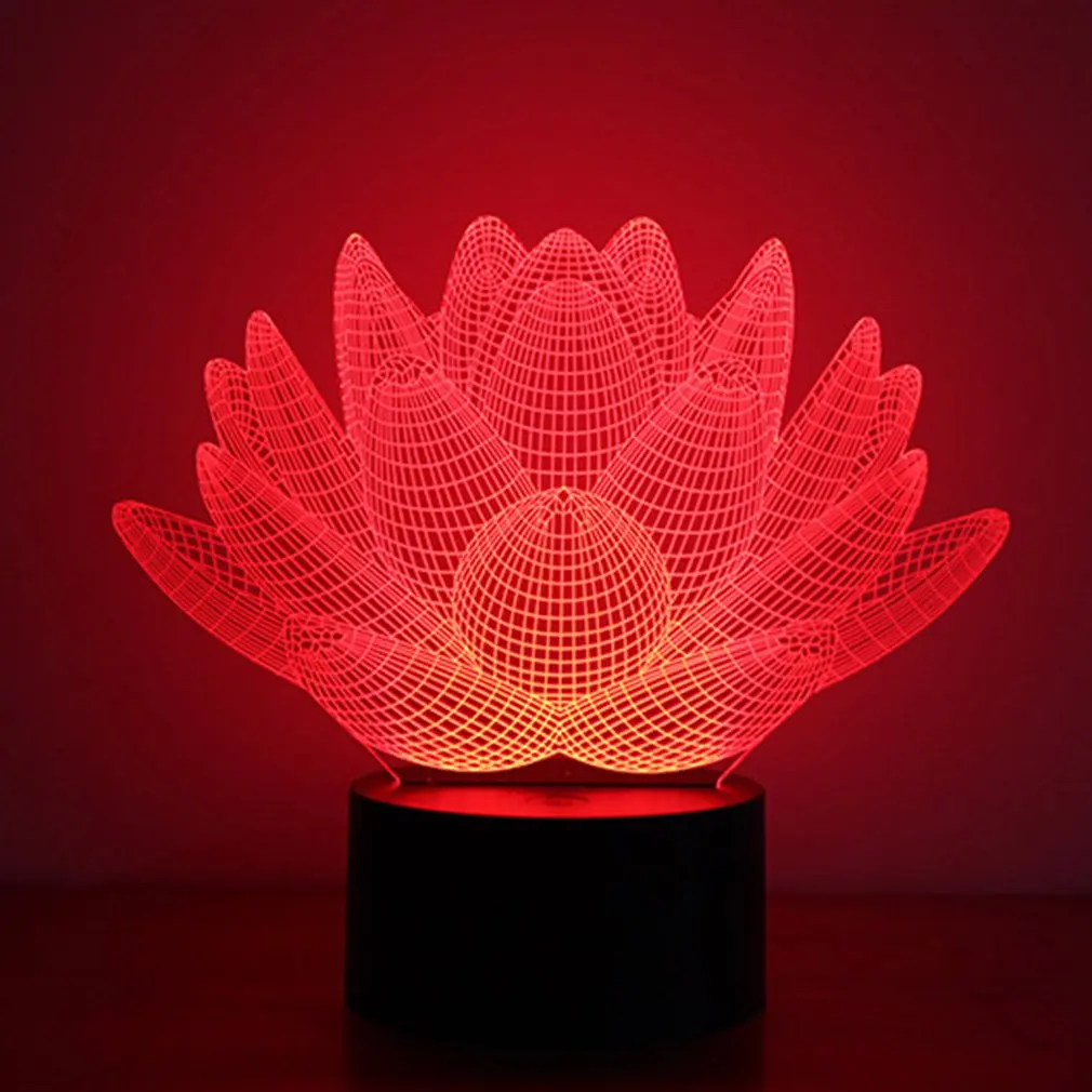 Красочный 3D ночной Светильник Лотос Уход за глазами светодиодный светильник
