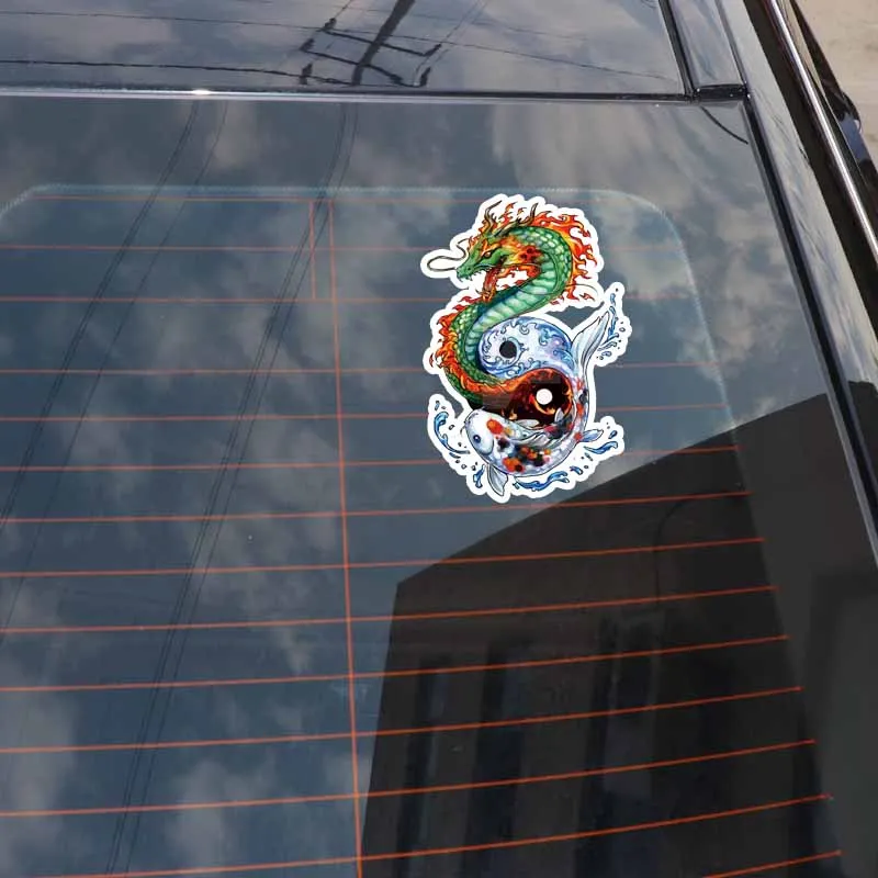 

New Personality Car Stickers Dragon and Fish Motorcycle Decals Scratches Waterproof Car Decals PVC 16cm *11cm