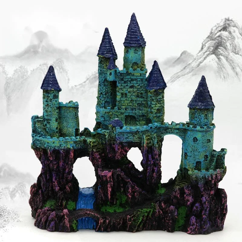 

Aquarium Decoration Fish Tank Landscaping Fish Shelter Cave Castle Resin House Aquascape Landscape Ornaments Decor Accessories