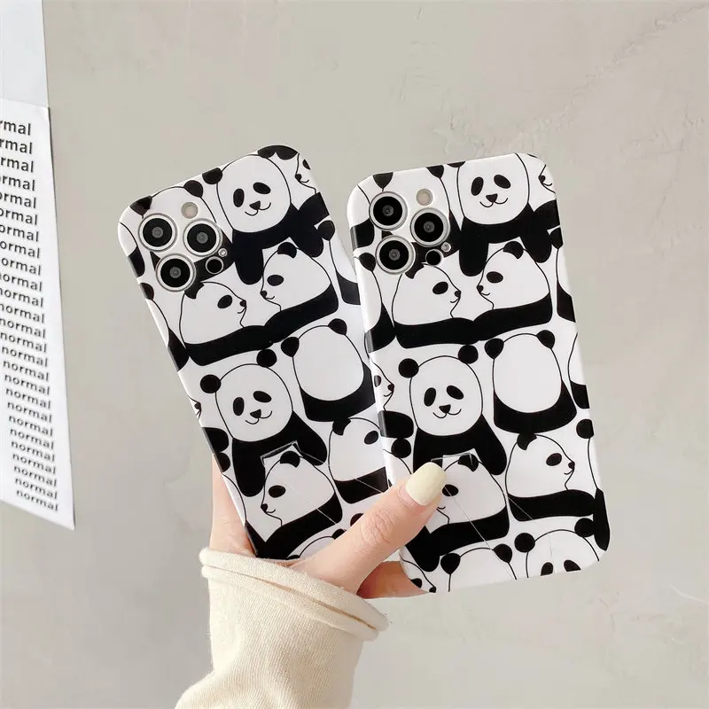 

Phone Case for IPhone 12 11 Pro Max X XR XS 7 8p Animal Cute Panda White Soft Phone Back Cover Iphone Xr Case Coque Fundas