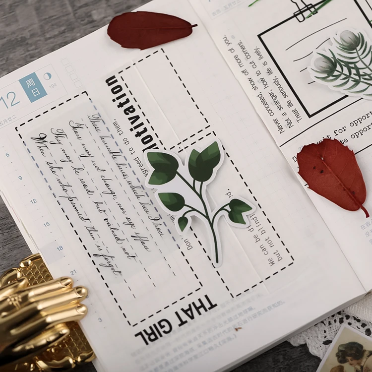 50 шт. &quotРусалка&quot симпатичная Верхняя одежда Зеленый лист наклейка с