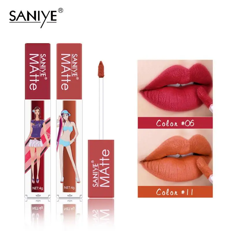 

Small Square Tube Velvet Matte Lip Glaze Matte Waterproof Non-marking Lipstick Long Lasting Lip Makeup Glaze TSLM1