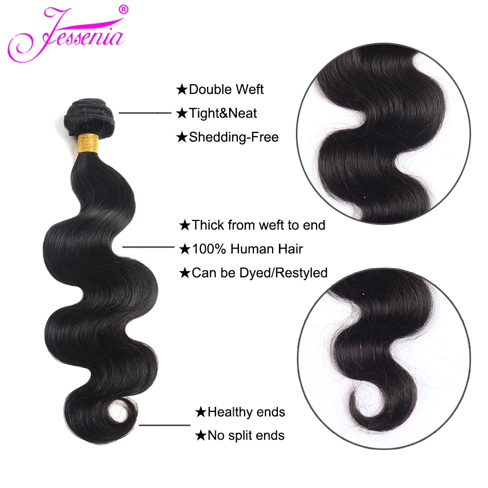 Перуанские пучки волос с закрытием перуанские объемные волнистые 3 пучка не Реми