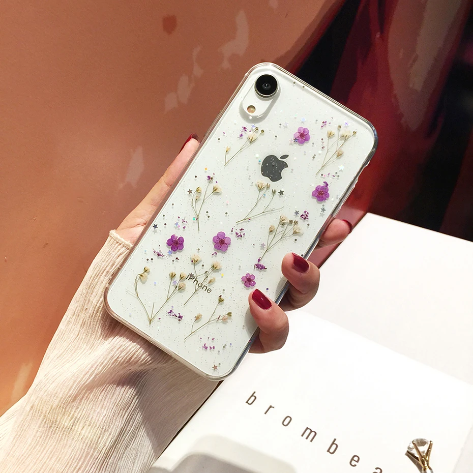 Qianliyao настоящие сушеные цветы прозрачный, мягкий чехол для iphone X 6 6S 7 8 Plus 11 Pro Max чехол для телефона для iphone XR XS Max чехол