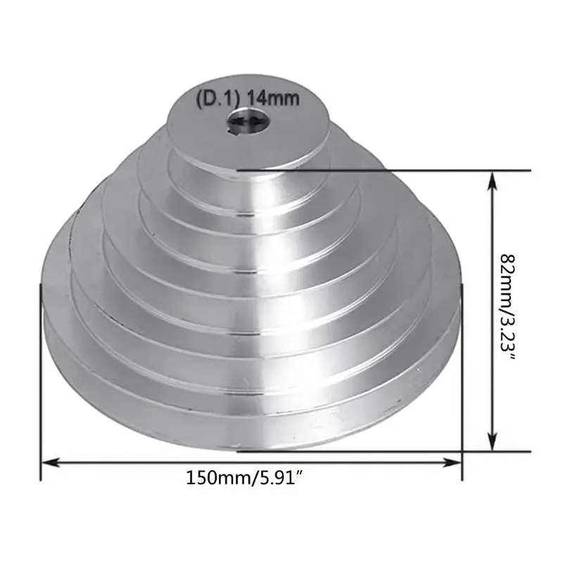 

Aluminum A Type 5 Step Pagoda Pulley Wheel 150mm Outer Diameter for V-shaped Timing Belt