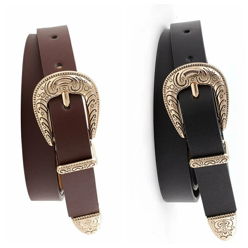 women black leather western cowgirl waist belt metal buckle waistband new hot belts for women luxury designer brand free global shipping
