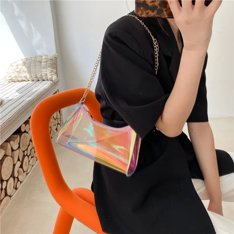 

Colorful PVC Women Underarm Bag Retro Solid Color Ladies Baguette Handbags Fashion Design Girls Small Shoulder Bags