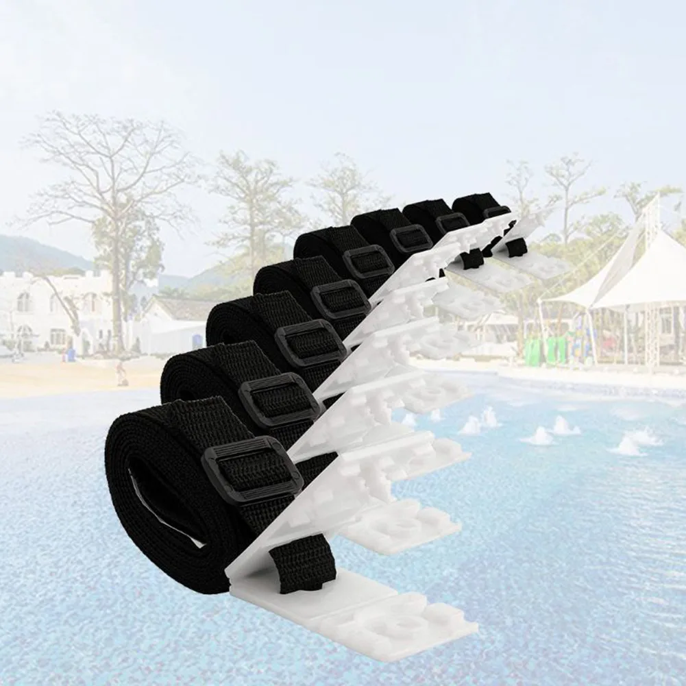 

1 Set Pool Cover Roller Straps 178x2.5cm Black+ White Universal Buckles
