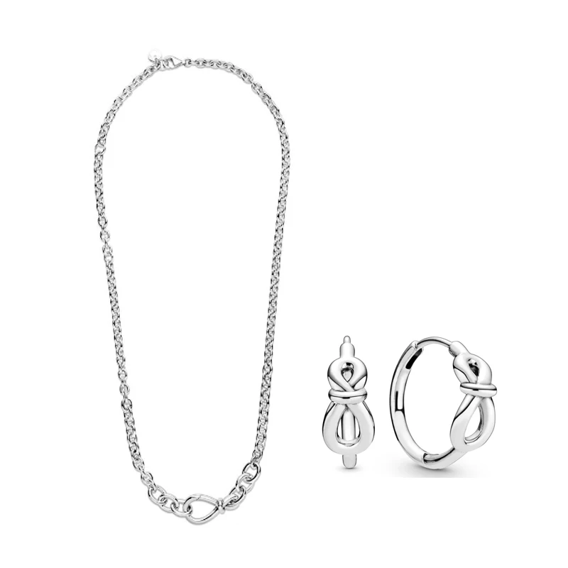 

High Quality Original 925 Sterling Silver Necklace Earring Set with Original Engraved Woman Jewelry Gift Free Shipping