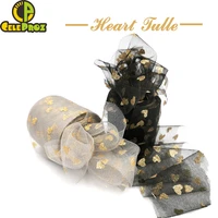 6cm golden heart tulle glitter heart organza mesh ribbon diy hiar bow doll tutu skirt fabric wedding birthday decoration supply