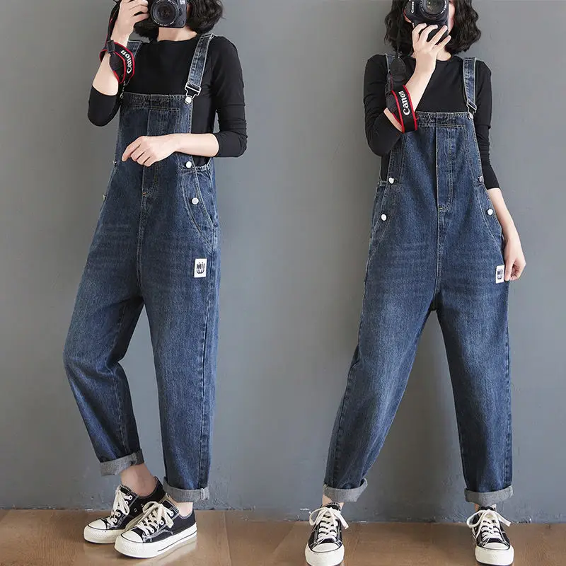 

Women Jumpsuit Playsuit Straps Washed Blue Overalls Rompers Womens Jumpsuit Loose Casual Jeans Playsuits Salopette Femme X92