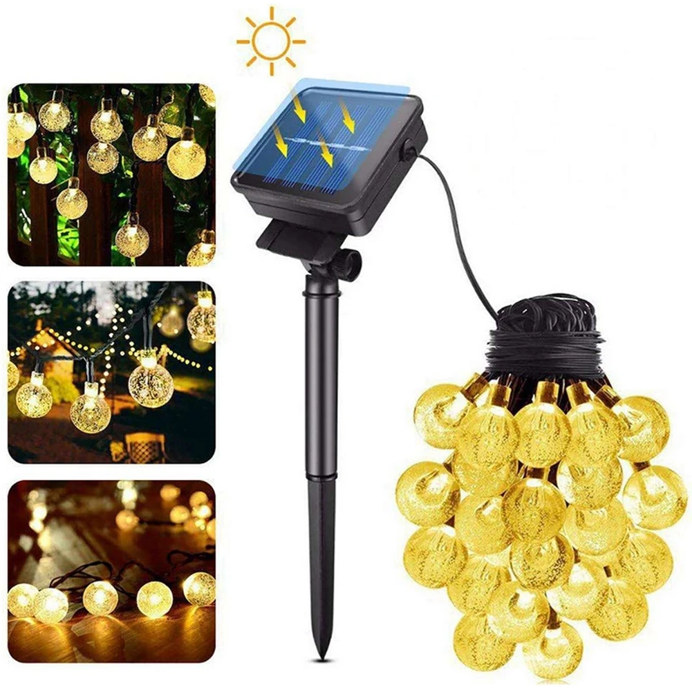 

20/30/50 LED Crystal Solar Bulbs Fairy Lights Outdoor Waterproof String Lights for Garden Yard Home Wedding Christmas Decoration