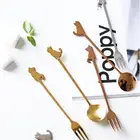 1 шт. кошка узор в виде сердечек; Нержавеющаясталь кошка десертная ложка Вилка Кофе мороженое конфеты Кухня приборы посуда