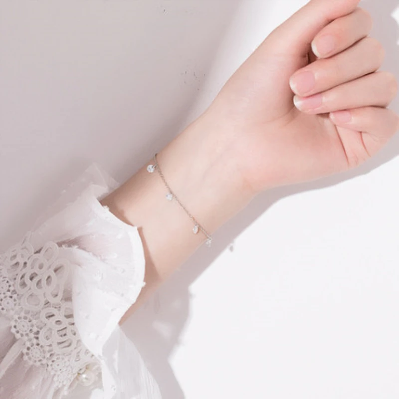 Браслет из стерлингового серебра 925 пробы Классический минималистичный кристалл