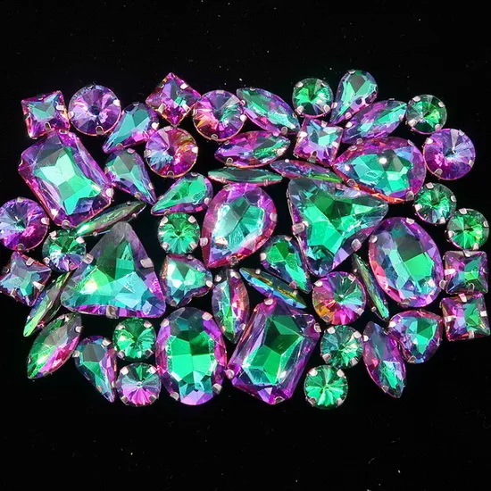 A25 Emerald rainbow 50 шт./пакет формы Смешанные Серебряные Настройки когтей радуги и желе конфеты AB стекло кристалл для нашивки свадьбное платье со стразами обувь сумки diy - Цвет: A25 Emerald rainbow