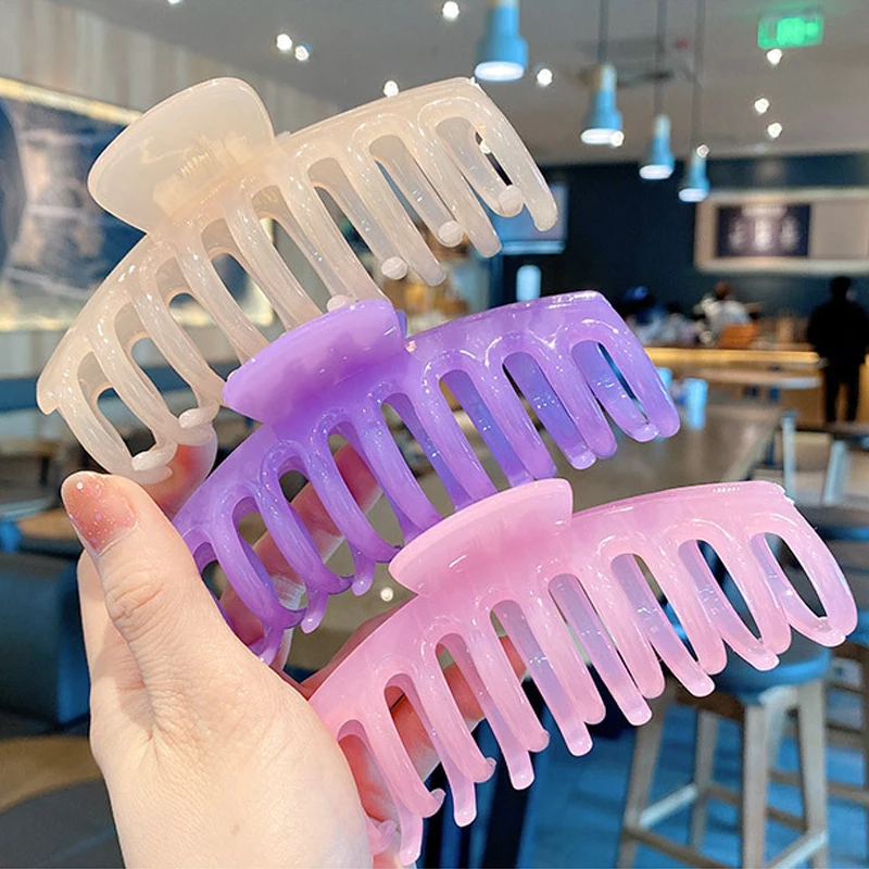 1PC Solid Large Hair Claws: Elegant Acrylic Hairpins Barrette Crab Hair Clips Headwear for Women and Girls - Korean Hair Accessories image 3