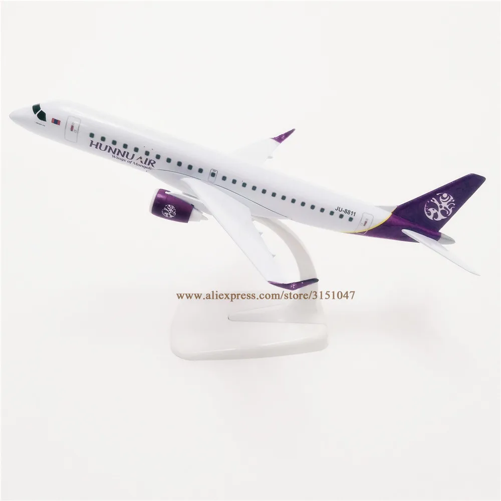 Avi&oacute;n a&eacute;reo de aleaci&oacute;n de Metal para ni&ntilde;os, modelo de avi&oacute;n mongol Hunnu Air E-190 E190, 20CM, regalos para ni&ntilde;os-0