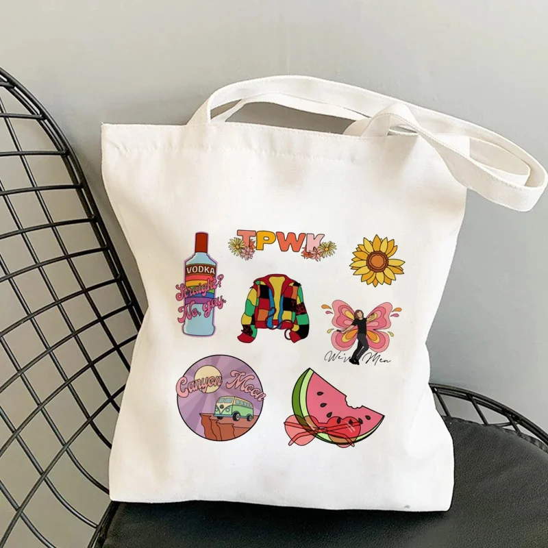 

Bags Shopper Tote Bags Women Eco Shoulder Bag Shopping Bag Treat People With Kindness Letter Casual Canvas Big Capacity Harajuku