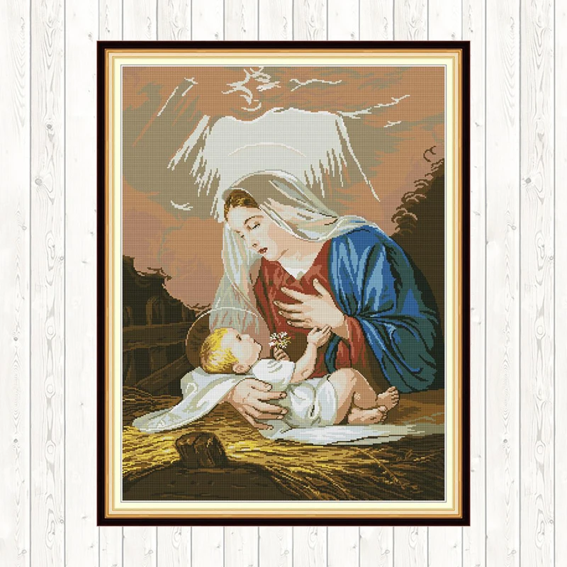 Набор для вышивки Мадонны и ребенка крестиком холст с принтом 14CT 11CT белая ткань
