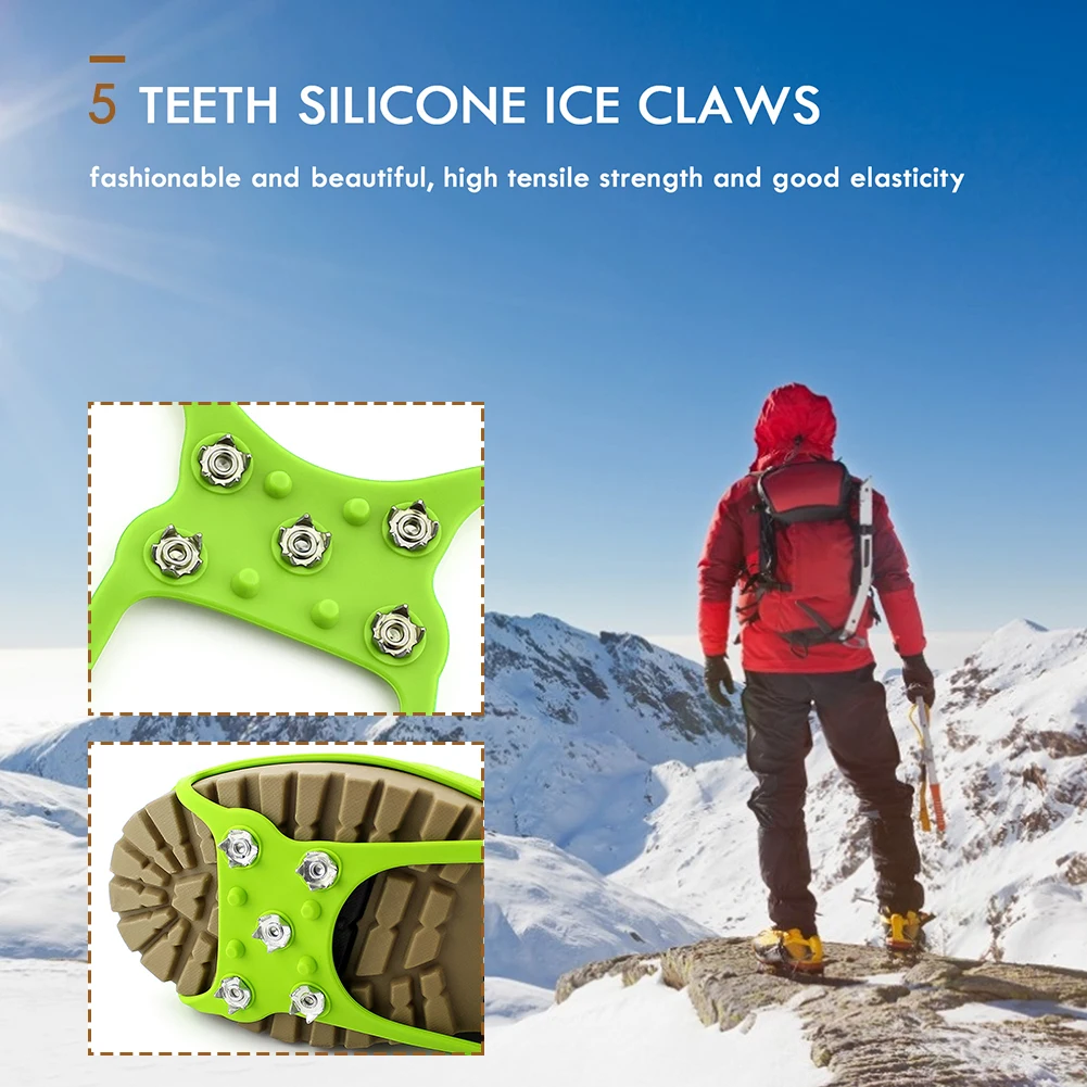 

Climbing Crampons 5 Studs Anti Skid Ice Snow Camping Climbing Crampons 5 Studs Anti-Skid Ice Snow Camping Walk Shoes Spike Grip