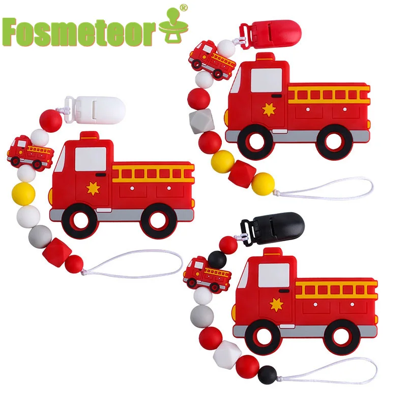 

Детская цепочка для пустышки Fosmeteor, мультяшная модель грузовика, Детская Силиконовая пустышка для прорезывания зубов
