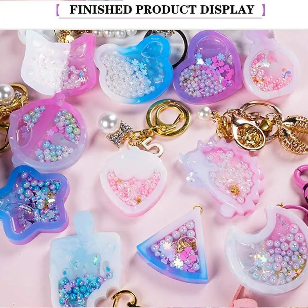 

Hot Shaker Silicone Molds Epoxy Resin Bear Star Popsicle Key Shaker Jewelry Craft DIY mold Tool Shiny Chain Mold