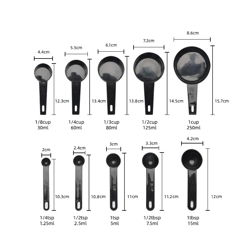 

5/10pcs Kitchen Measuring Spoon Teaspoon Coffee Sugar Scoop Silicone Handle Cake Baking Flour Measuring Cups Kitchen Tools