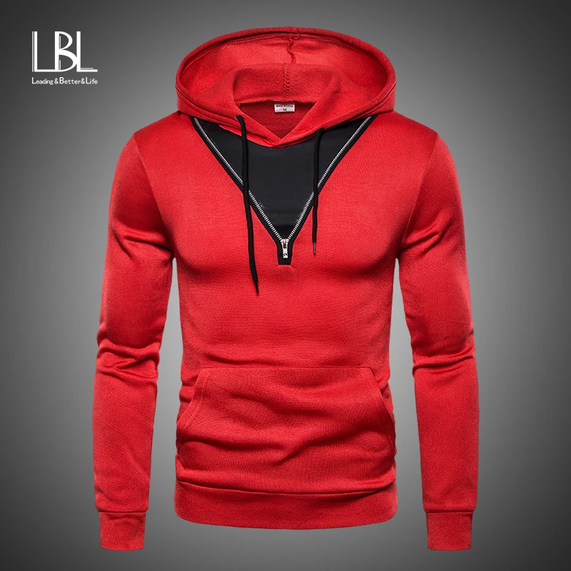 Модные мужские дизайнерские толстовки на молнии с капюшоном весна осень 2019